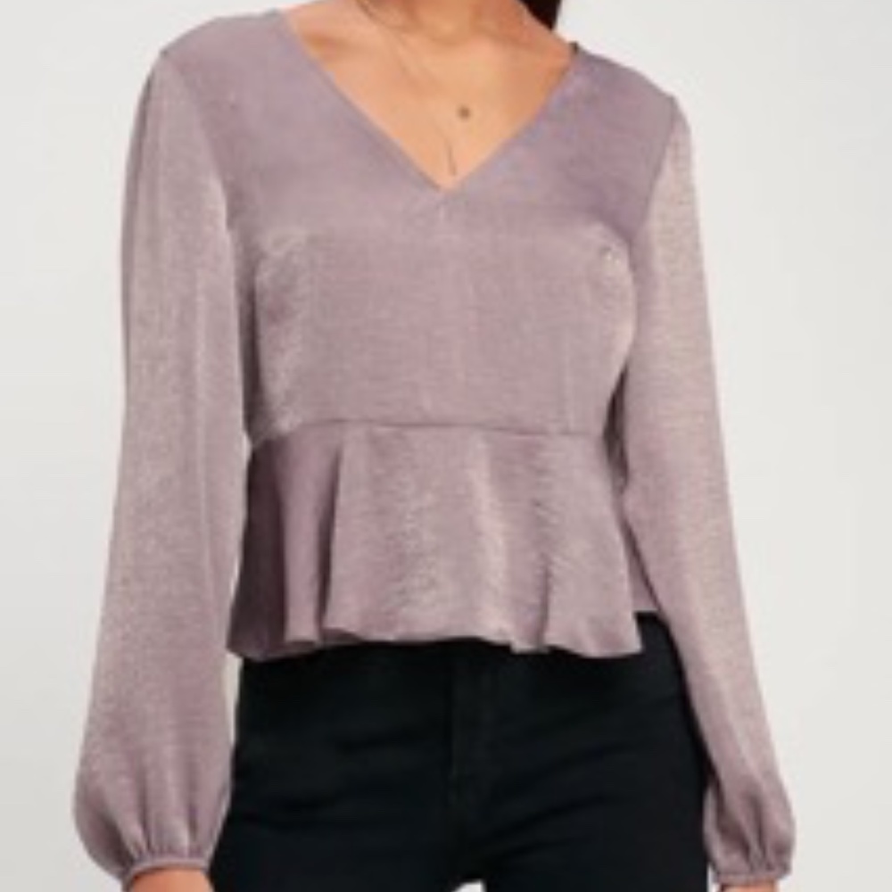Lulus Satin Purple Peplum Top
